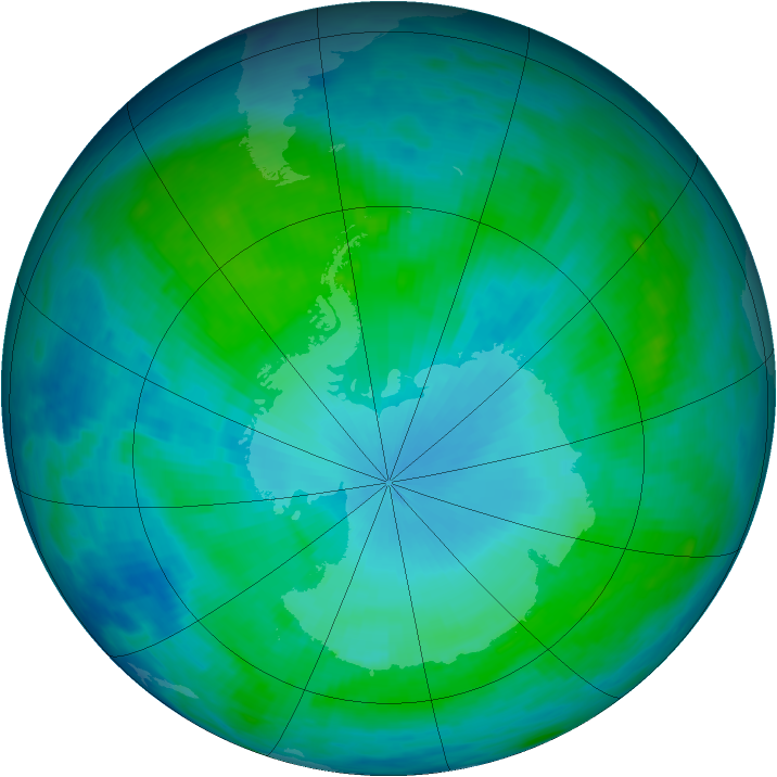 Antarctic ozone map for 25 January 1986